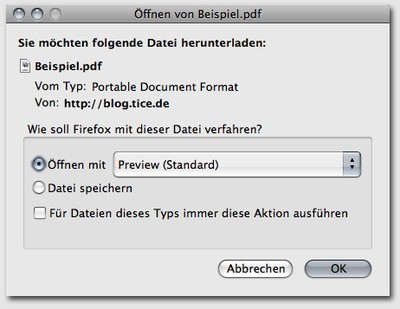 Firefox 3 Mac PDF Darstellung